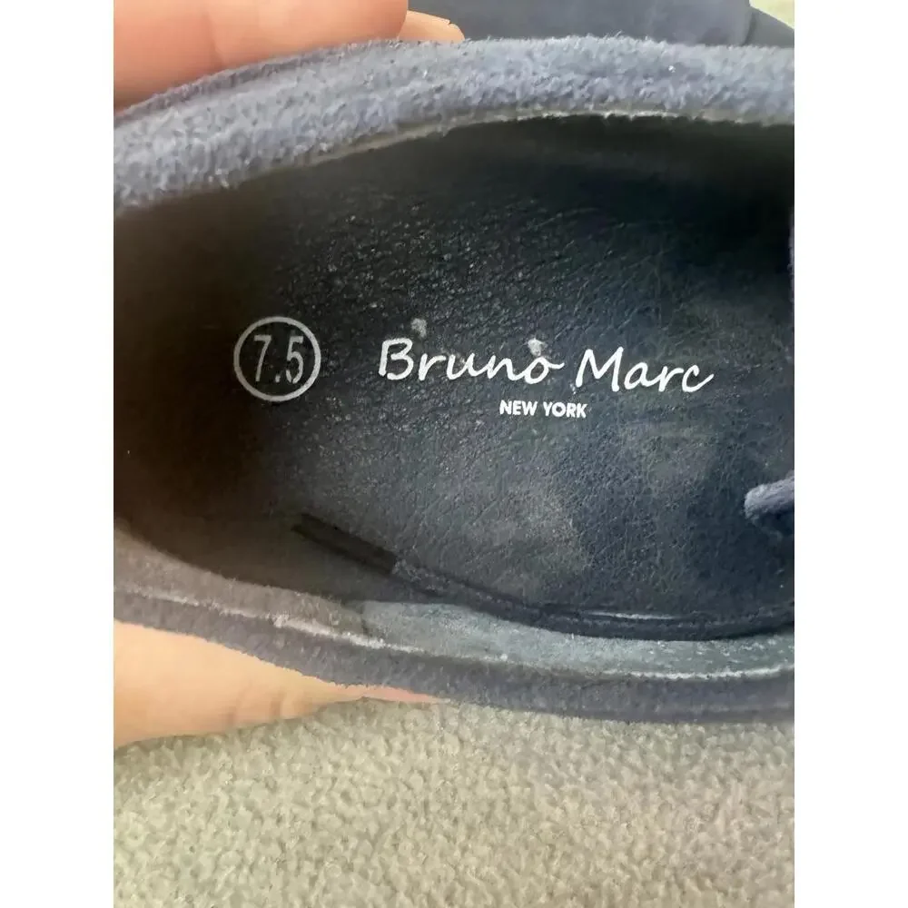 bruno‎ marc suede derby shoes navy blue mens 7.5 casual dress